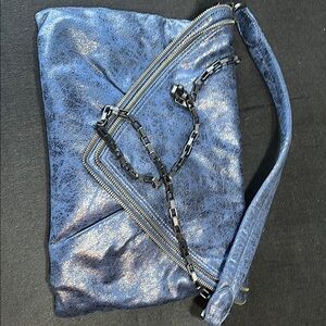 Metallic Blue Clutch with Iridescent Finish